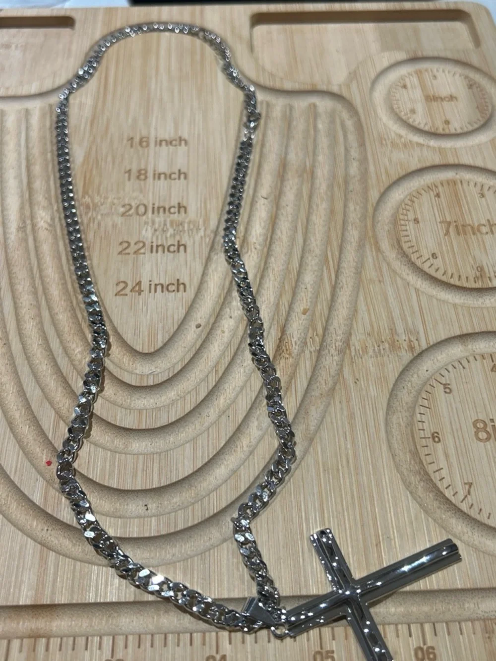 Silver colored Cross Pendant Necklace - unisex Jewelry. No markings for material